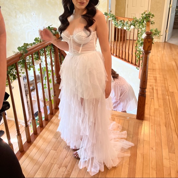 For love & lemons X REVOLVE Bustier Ruffle Gown in White tule - Picture 3 of 7
